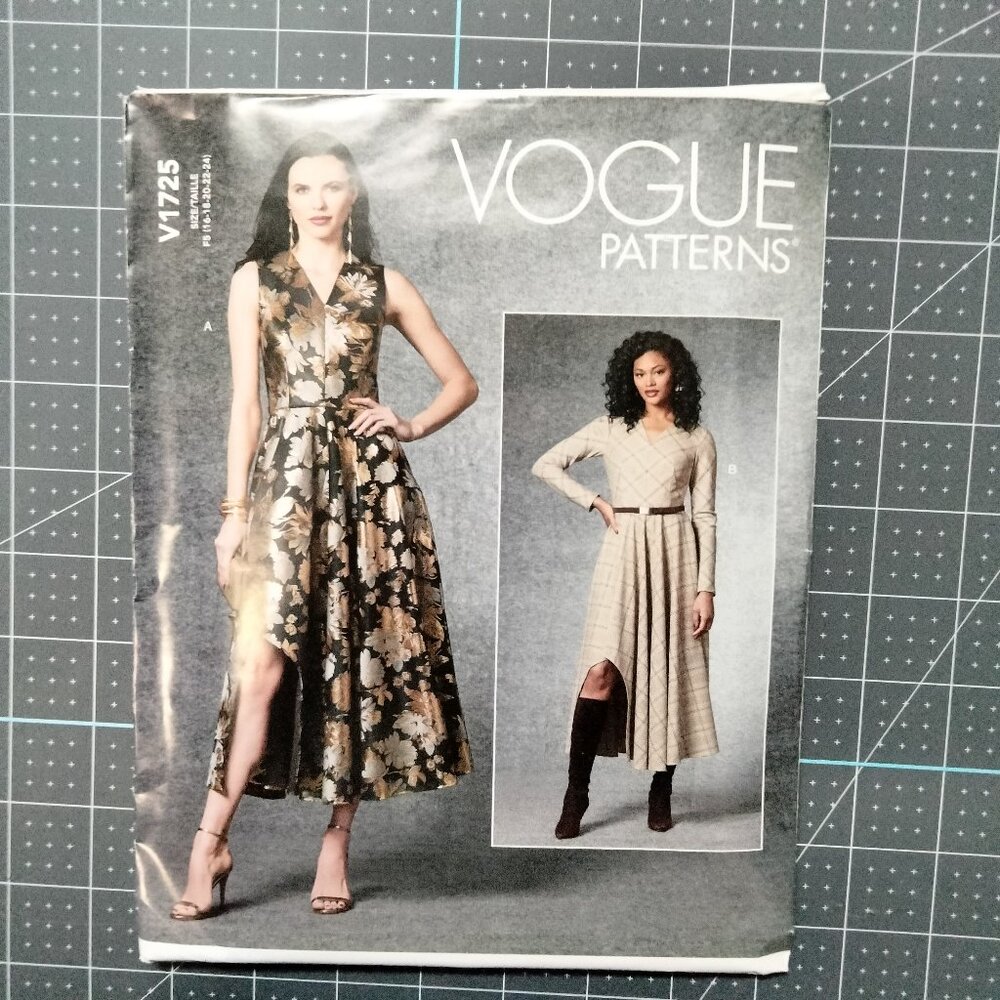 V1725 Vogue Pattern, 16-24, Misses' Dresses, Uncut, FF, OOP